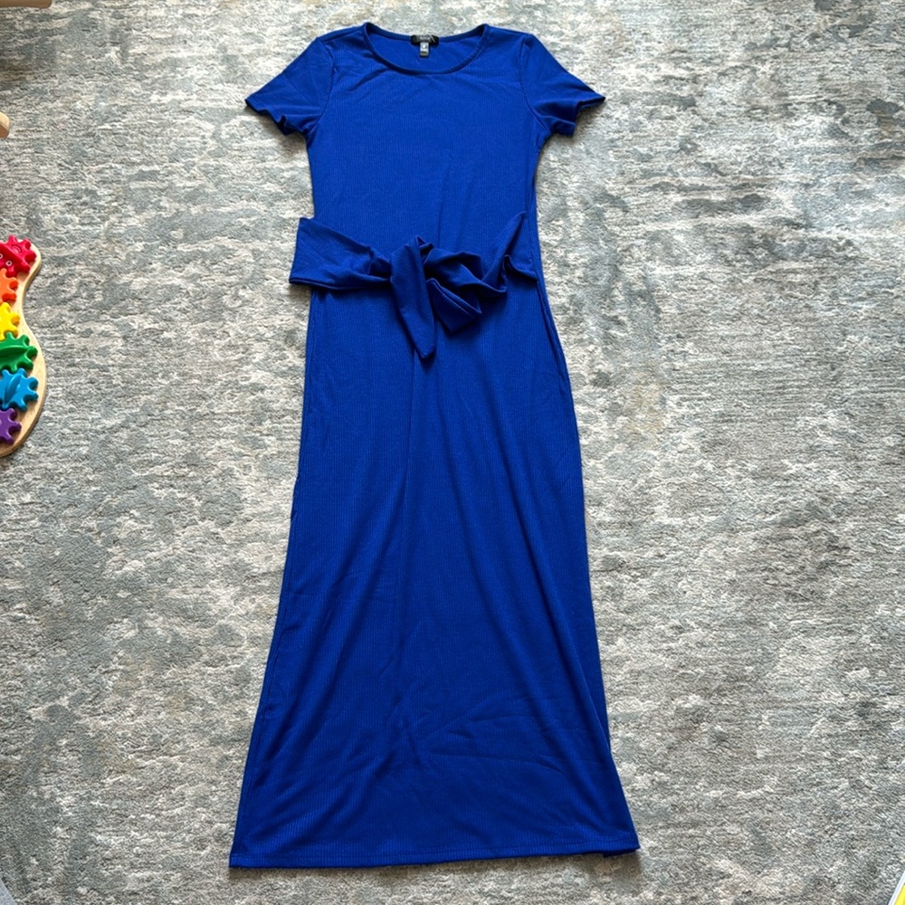 Aqua tie waist dress